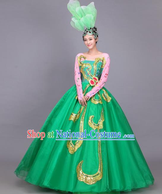 Professional Opening Dance Costume Stage Performance Classical Dance Green Dress for Women