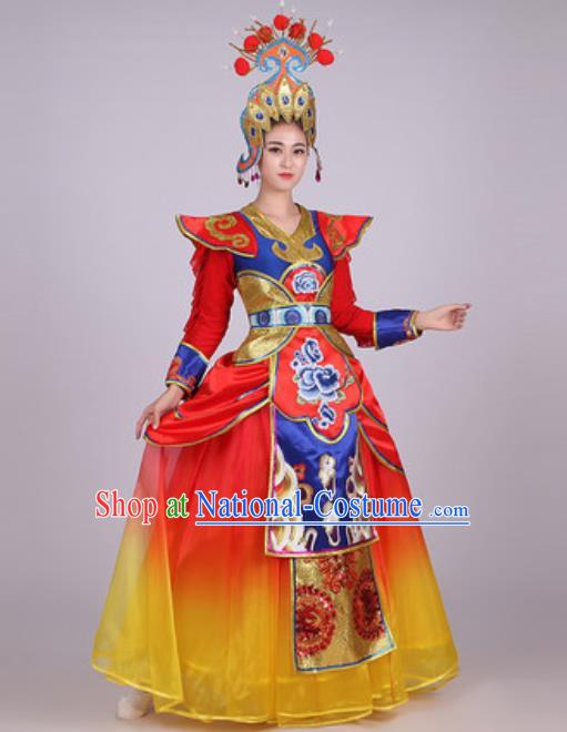 Chinese Traditional Folk Dance Costume Classical Dance Drum Dance Dress for Women