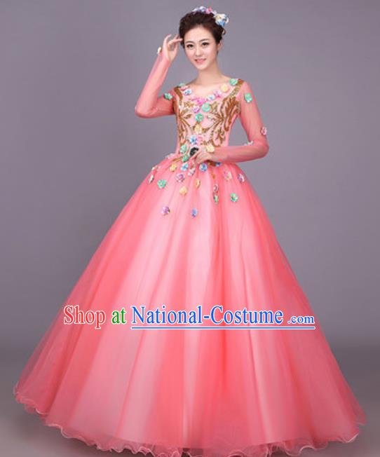 Professional Opening Dance Costume Stage Performance Modern Dance Pink Dress for Women