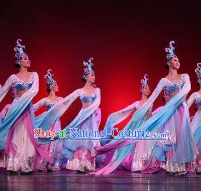 Chinese Traditional Folk Dance Costume Classical Dance Water Sleeve Dress for Women