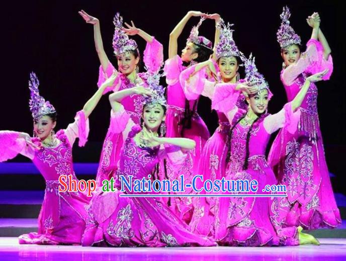 Chinese Traditional Uyghur Nationality Costume Uigurian Folk Dance Ethnic Clothing for Women