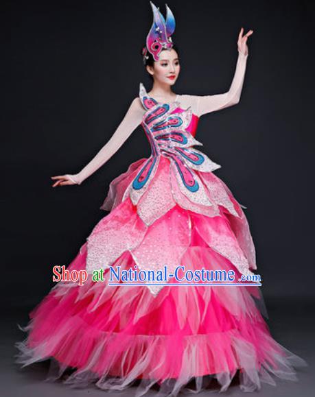 Professional Opening Dance Costume Modern Dance Stage Performance Pink Dress for Women