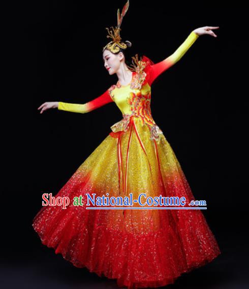 Professional Opening Dance Modern Dance Costume Stage Performance Veil Dress for Women