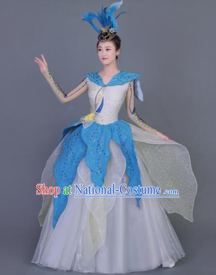 Professional Opening Dance Costume Modern Dance Stage Performance White Dress for Women