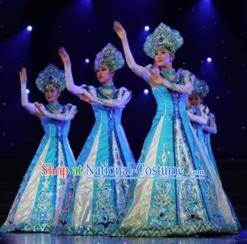 Professional Opening Dance Costume Stage Performance Modern Dance Blue Dress for Women