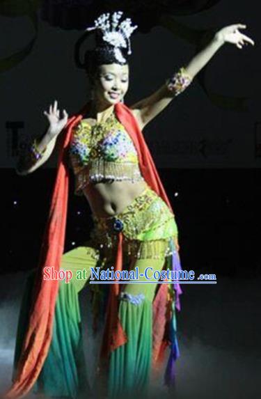 Chinese Traditional Folk Dance Costume Classical Dance Flying Dance Green Clothing for Women