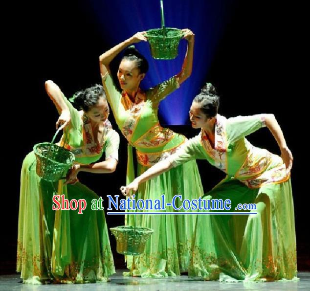 Chinese Traditional Classical Dance Costume Folk Fan Dance Dress for Women