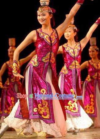 Chinese Traditional Mongol Nationality Costume Mongolian Folk Dance Dress Ethnic Clothing for Women