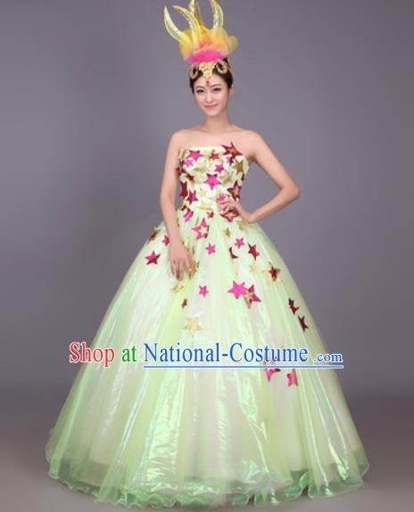 Professional Modern Dance Green Dress Opening Dance Stage Performance Chorus Costume for Women