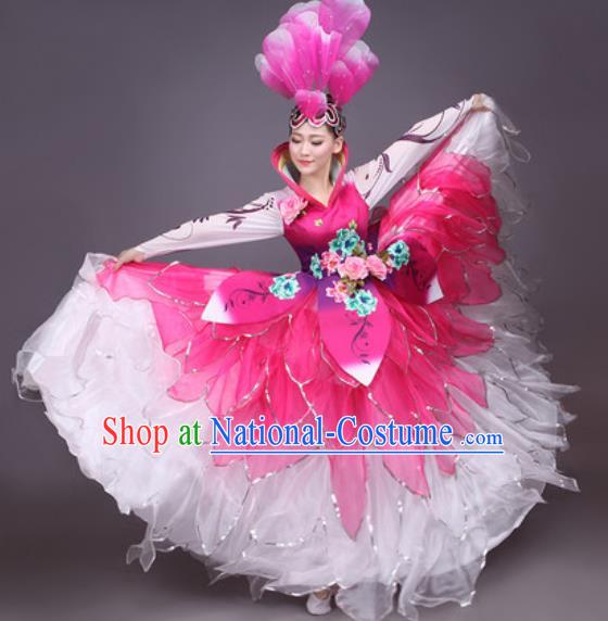 Chinese Traditional Classical Dance Costume Folk Dance Flowers Dress for Women