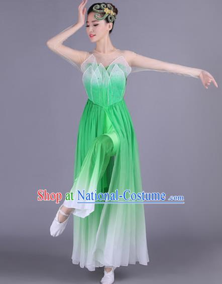 Chinese Traditional Classical Dance Costume Lotus Dance Folk Dance Green Dress for Women