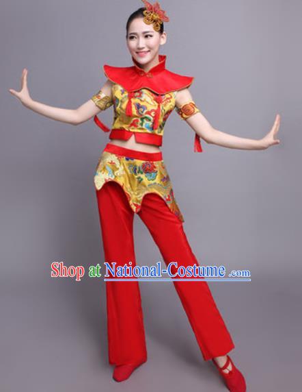 Chinese Traditional Classical Dance Yangko Costume Drum Dance Folk Dance Dress for Women