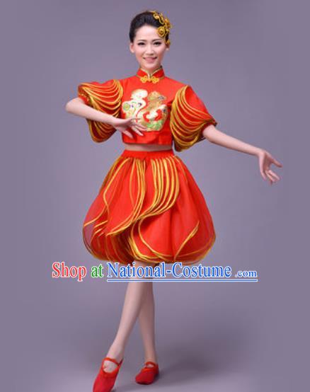 Chinese Classical Dance Costume Traditional Folk Dance Yangko Red Lantern Clothing for Women