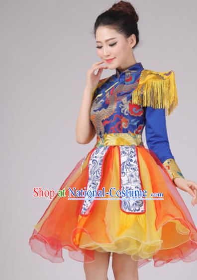 Chinese Classical Dance Drum Dance Costume Traditional Folk Dance Yangko Dress for Women