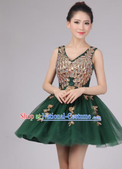 Professional Modern Dance Atrovirens Bubble Dress Opening Dance Stage Performance Costume for Women