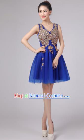 Professional Modern Dance Royalblue Bubble Dress Opening Dance Stage Performance Costume for Women