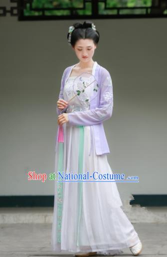 Chinese Traditional Song Dynasty Purple Costumes Ancient Maidenform Hanfu Dress for Women