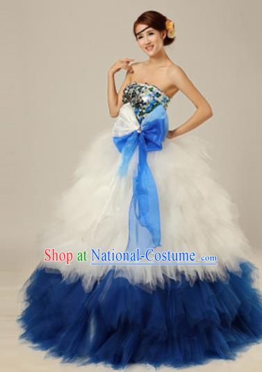 Top Grade Modern Dance Compere Costume Ballroom Waltz Stage Performance Chorus Dress for Women