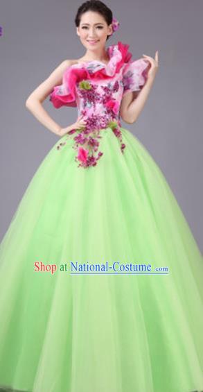 Top Grade Waltz Dance Compere Costume Modern Dance Stage Performance Green Dress for Women