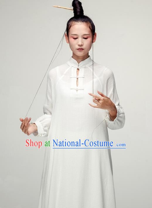 Chinese National Costume Traditional Linen Cheongsam Tang Suit Qipao Dress for Women