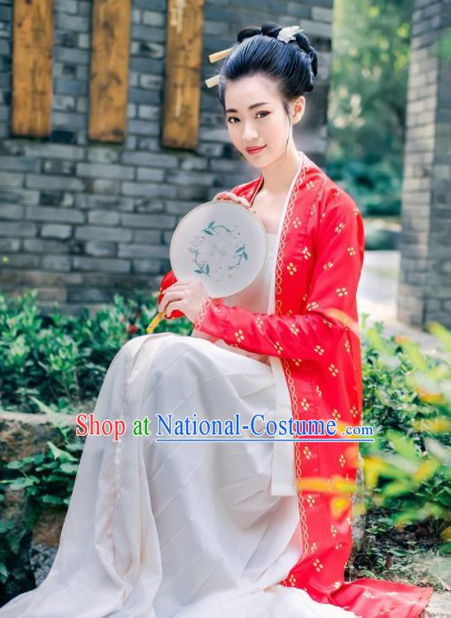 Chinese Ancient Palace Lady Hanfu Han Dynasty Imperial Concubine Queen Embroidered Historical Costumes