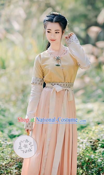 Chinese Traditional Tang Dynasty Young Lady Replica Costumes Ancient Maidenform Hanfu Dress for Women