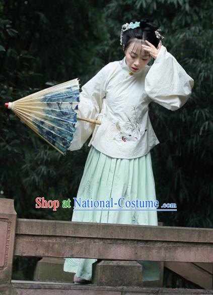 Chinese Traditional Ancient Embroidered Costumes Ming Dynasty Palace Princess Hanfu Dress for Women