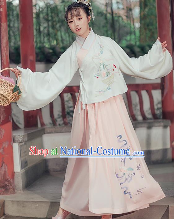 Chinese Ancient Embroidered Costumes Traditional Ming Dynasty Nobility Lady Hanfu Dress for Women