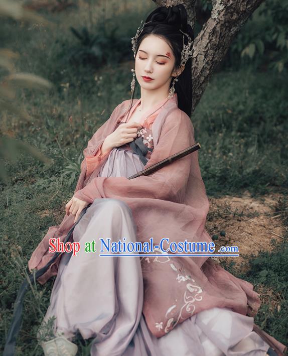 Chinese Ancient Princess Embroidered Costumes Traditional Tang Dynasty Imperial Consort Hanfu Dress for Women