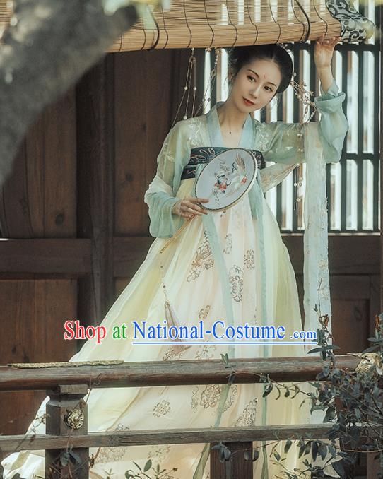 Chinese Ancient Apsara Embroidered Costumes Traditional Tang Dynasty Imperial Consort Hanfu Dress for Women