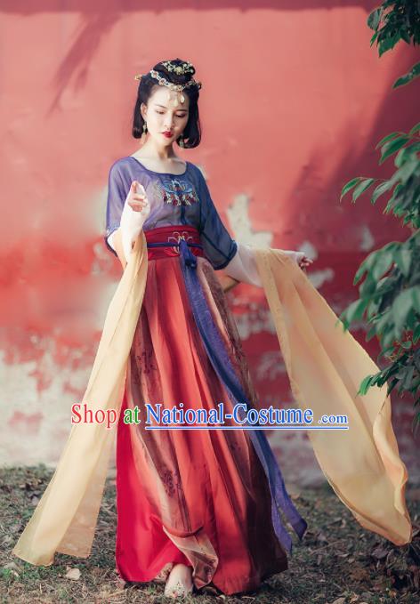 Chinese Ancient Palace Lady Hanfu Han Dynasty Imperial Concubine Queen Embroidered Historical Costumes