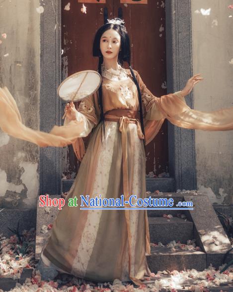 Chinese Ancient Apsara Embroidered Costumes Traditional Tang Dynasty Palace Princess Hanfu Dress for Women