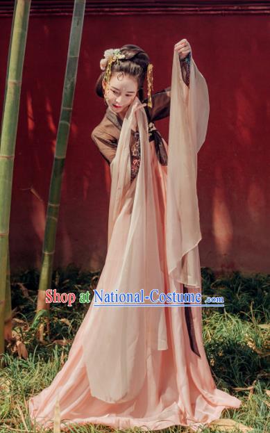 Chinese Ancient Flying Apsara Embroidered Costumes Tang Dynasty Imperial Concubine Hanfu Dress for Women