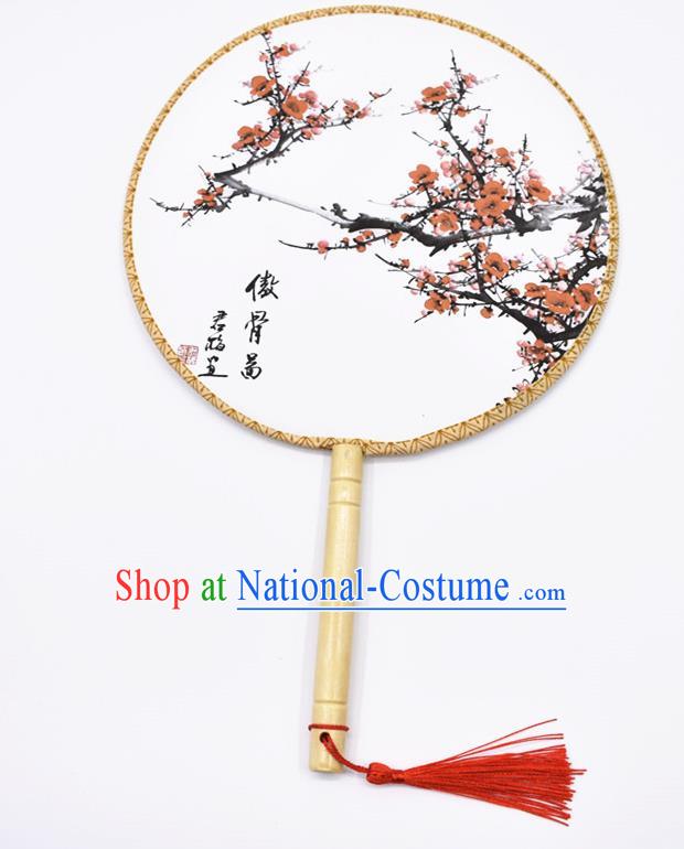 Chinese Ancient Palace Fans Handmade Hanfu Printing Round Fans for Women