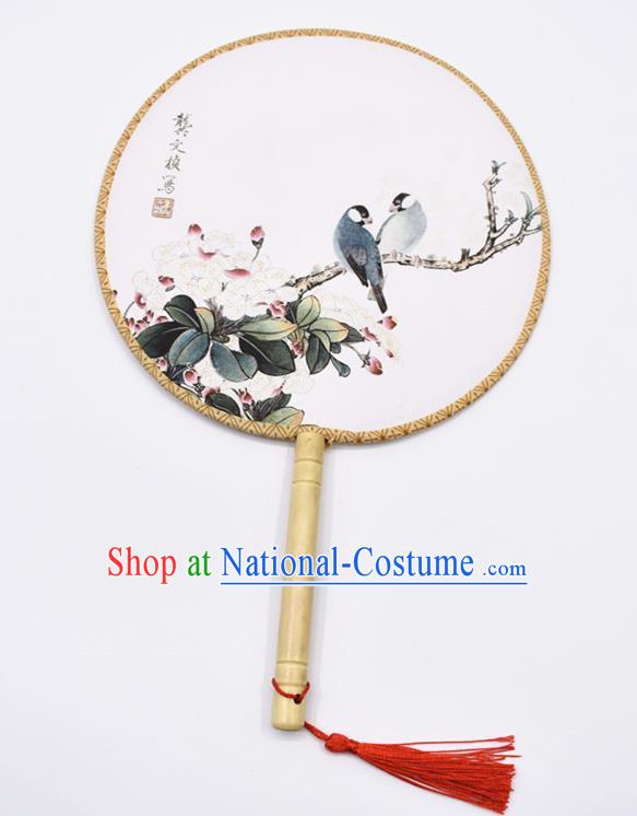 Chinese Ancient Palace Fans Handmade Traditional Printing Begonia Silk Round Fans for Women