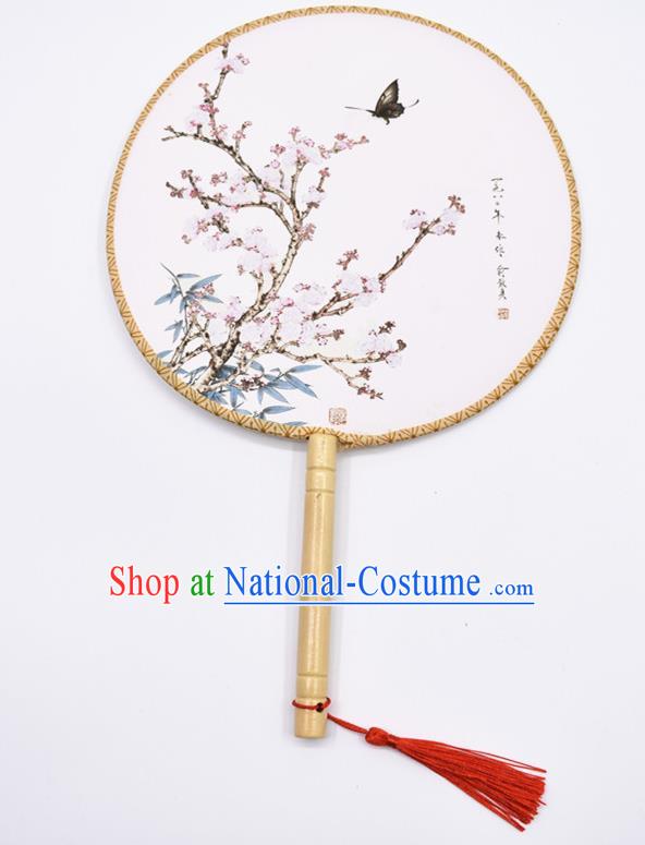 Chinese Ancient Palace Fans Handmade Traditional Printing Silk Round Fans for Women