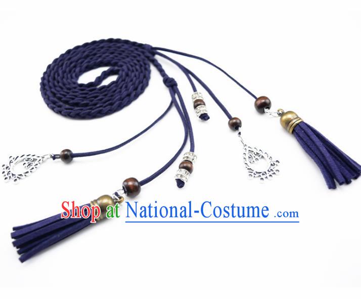 Chinese Ancient Hanfu Hair Accessories Traditional Swordswoman Royalblue Hair Band  for Women