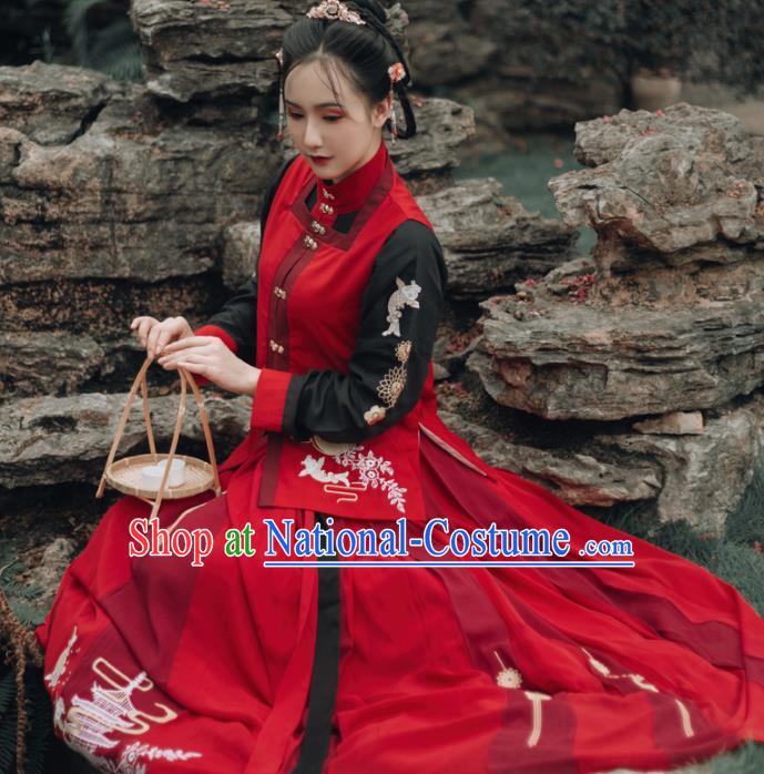 Chinese Ancient Palace Lady Hanfu Han Dynasty Imperial Concubine Queen Embroidered Historical Costumes