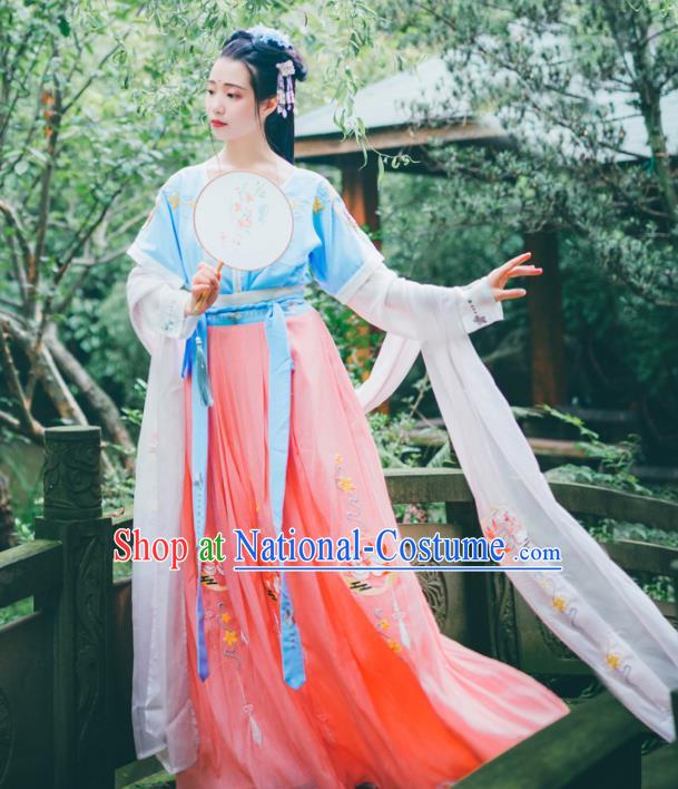 Chinese Ancient Palace Lady Hanfu Han Dynasty Imperial Concubine Queen Embroidered Historical Costumes