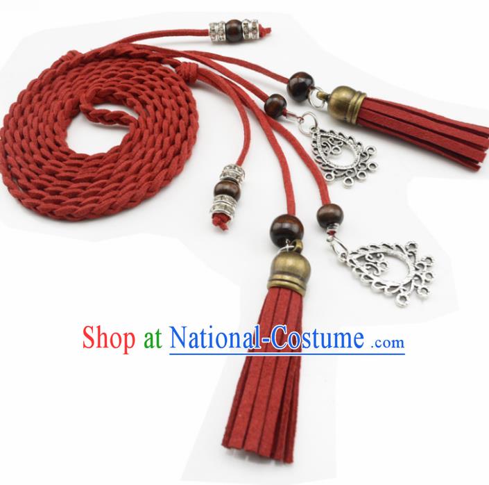 Chinese Ancient Hanfu Hair Accessories Traditional Swordswoman Red Hair Band  for Women