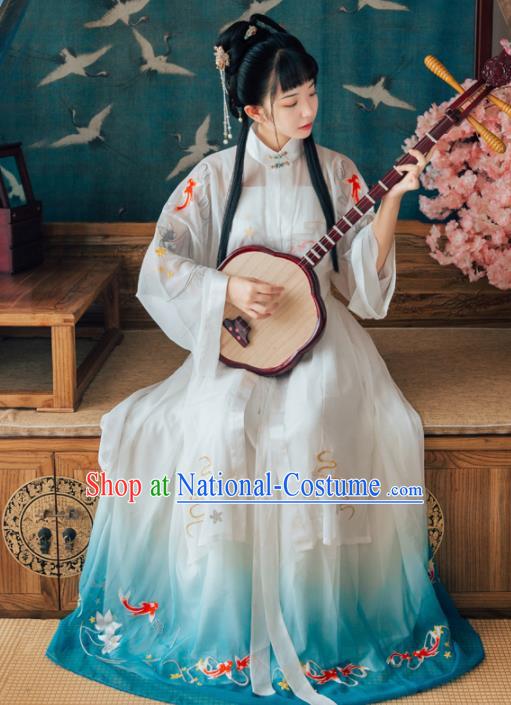 Chinese Ancient Maidenform Costumes Ming Dynasty Princess Embroidered Hanfu Dress for Women