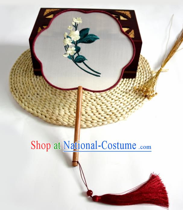 Chinese Ancient Silk Fans Traditional Embroidered Flowers Palace Fans for Women