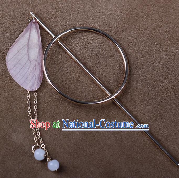 Chinese Ancient Hanfu Hair Accessories Traditional Swordswoman Purple Butterfly Wing Hairpins for Women