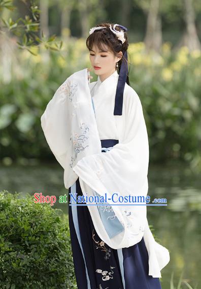 Ancient Chinese Jin Dynasty Princess Costumes Fairy Embroidered Hanfu Dress for Women