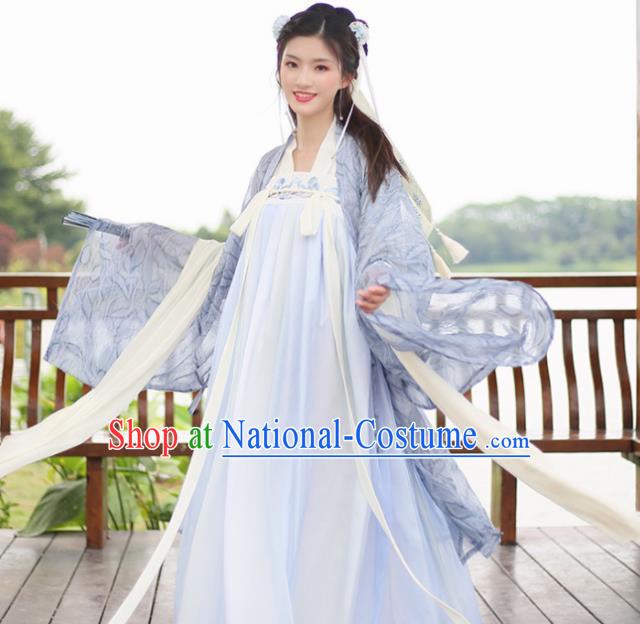 Chinese Tang Dynasty Costumes Ancient Imperial Concubine Embroidered Hanfu Dress for Women