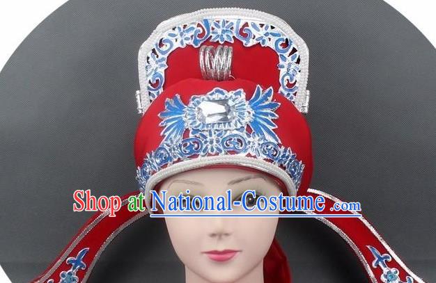 Chinese Ancient Scholar Red Hat Traditional Peking Opera Niche Headwear for Men