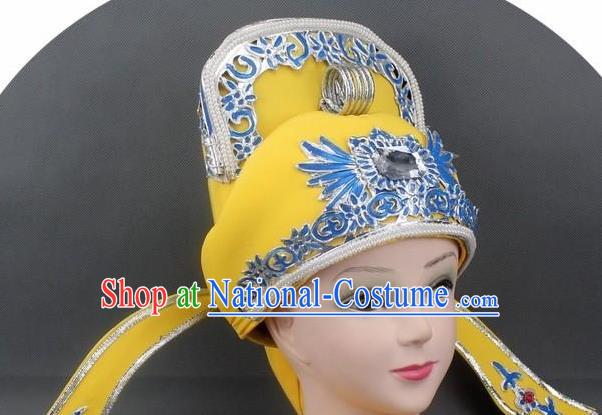 Chinese Ancient Scholar Yellow Hat Traditional Peking Opera Niche Headwear for Men