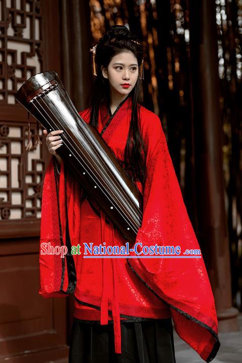 Chinese Ancient Zhou Dynasty Princess Red Hanfu Dress Fairy Wedding Costumes for Women