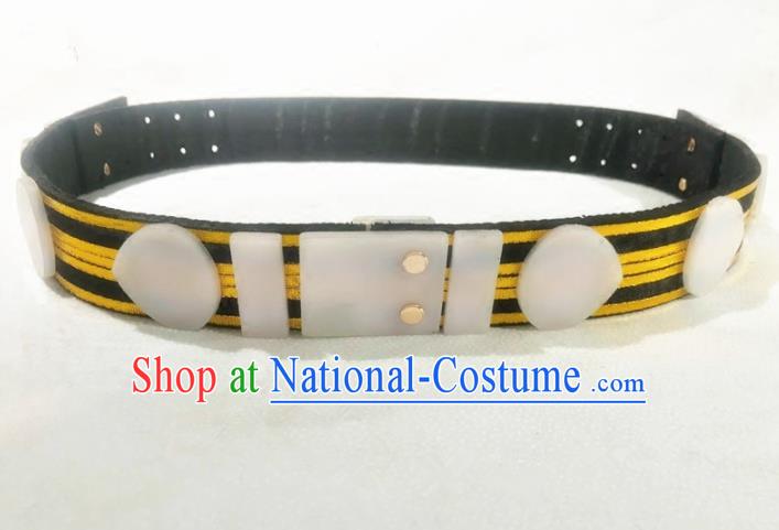 Chinese Ancient Swordsman Belts Traditional Imperial Bodyguard Jade Waistband for Men