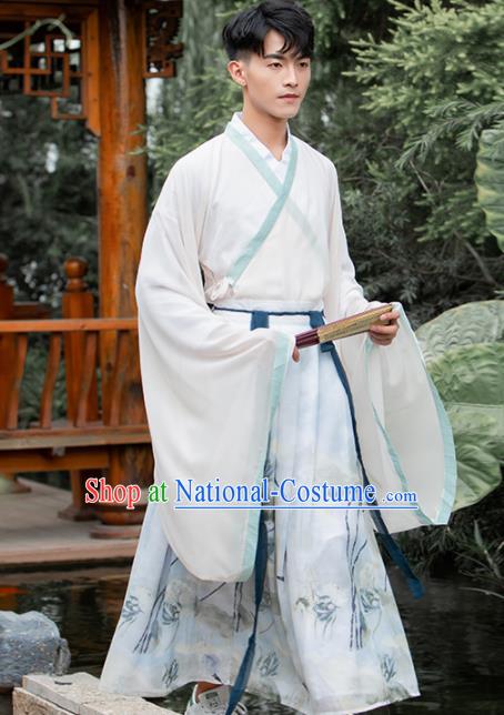 Ancient Chinese Jin Dynasty Scholar Historical Costumes Nobility Childe Embroidered Hanfu for Men